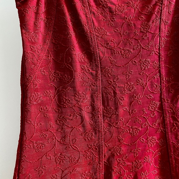 Red Vintage Silk and Satin Mini Dress - Picture 2 of 3